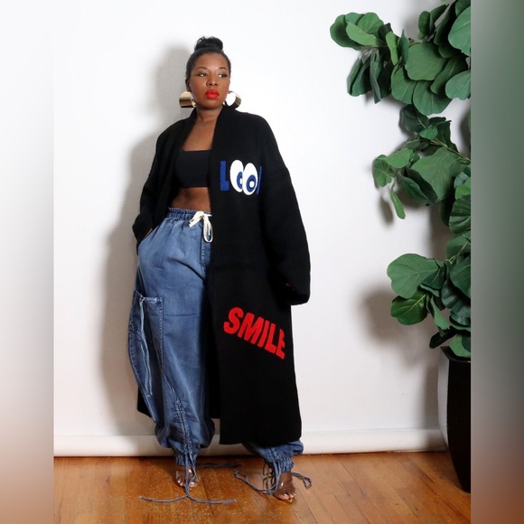 MaxMila paris Sweaters - Maximila Paris Open Front Patch Work Cardigan in Black One size